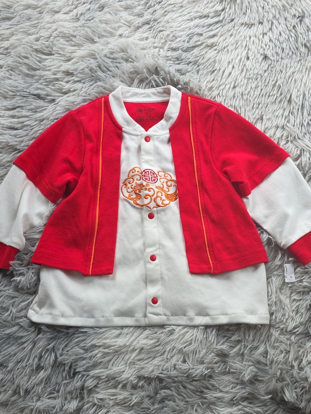 Red and White Kids Seasonal Button-Front Costume Jacket